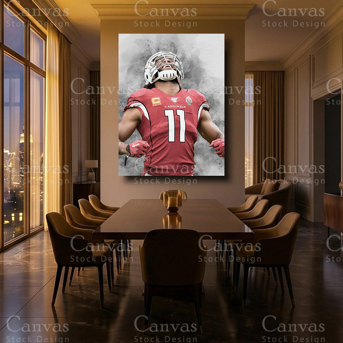 Larry Fitzgerald framed football artwork