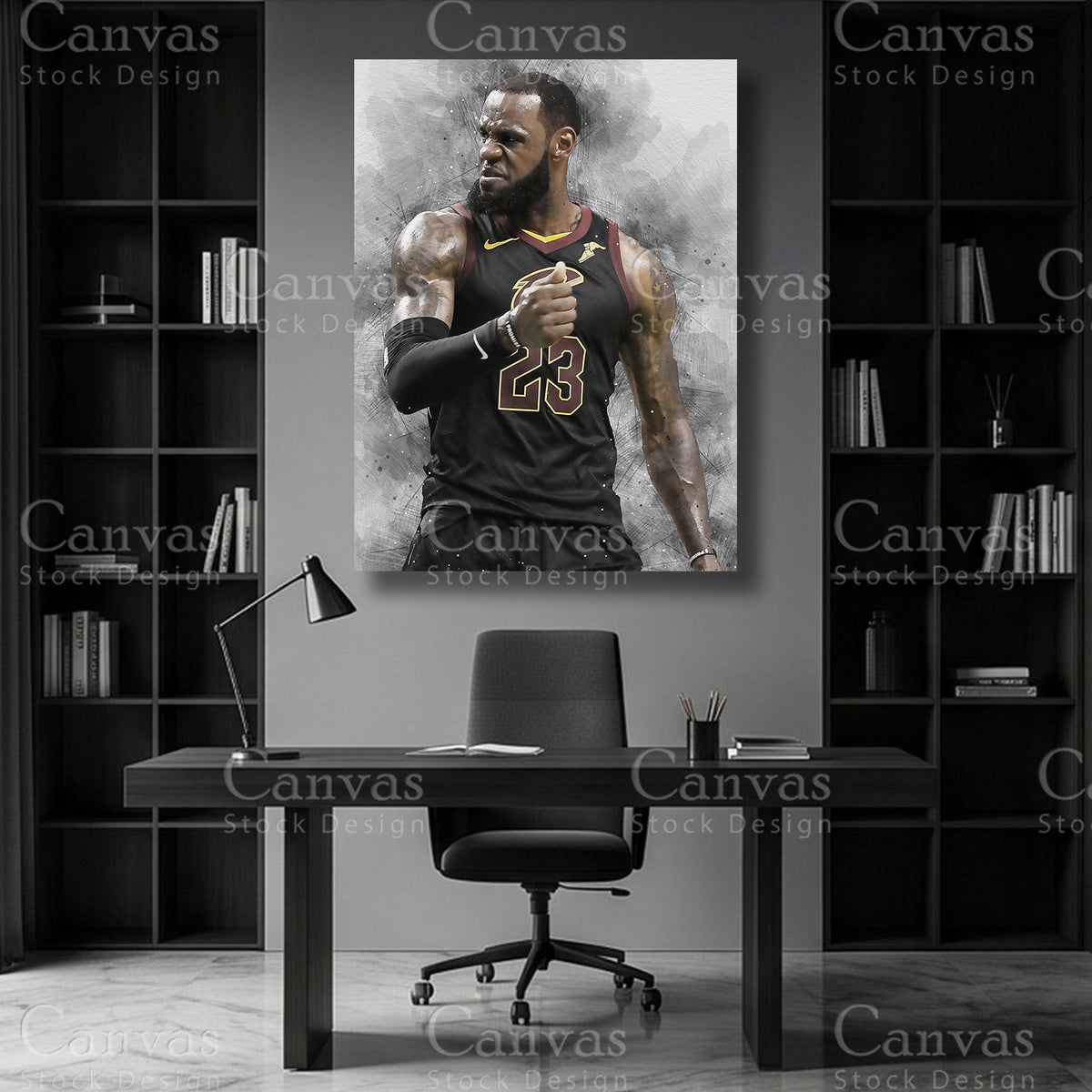 LeBron James basketball wall art on premium canvas