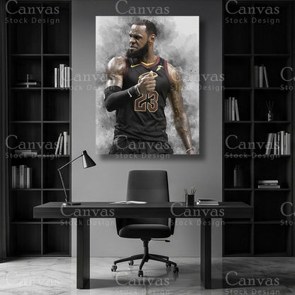 LeBron James basketball wall art on premium canvas