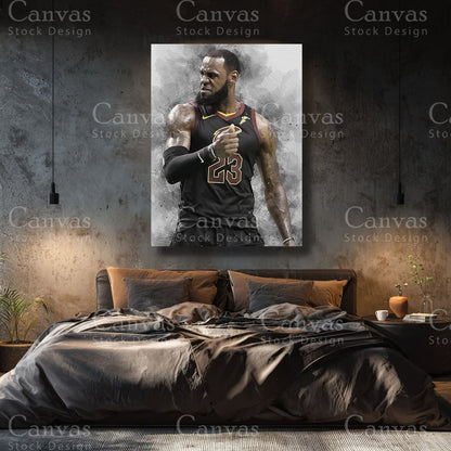 LeBron James premium basketball canvas with black floating frame