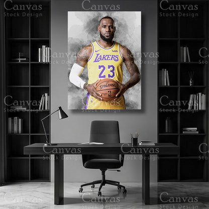 LeBron James basketball wall art on premium canvas