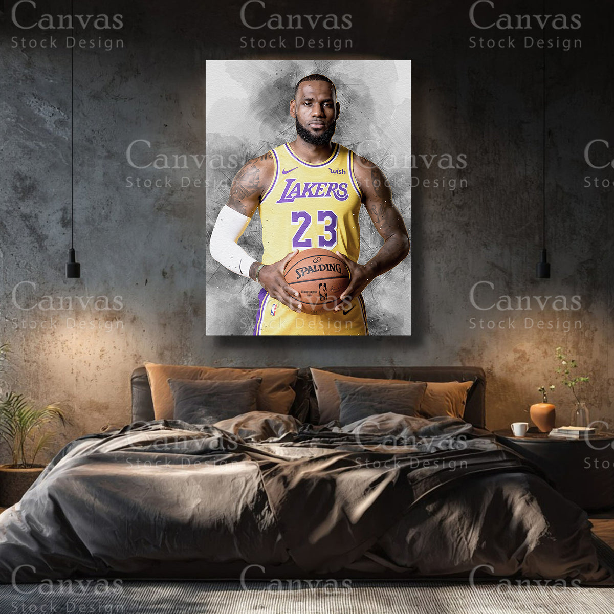 LeBron James premium NBA canvas with black floating frame