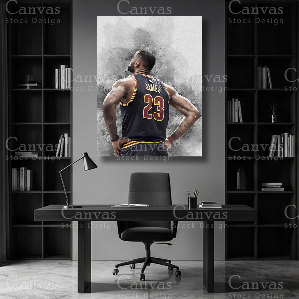 LeBron James basketball wall art on premium canvas