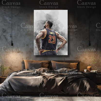 LeBron James premium basketball canvas with black floating frame