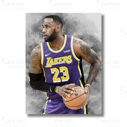 LeBron James Signature Basketball Canvas Wall Art
