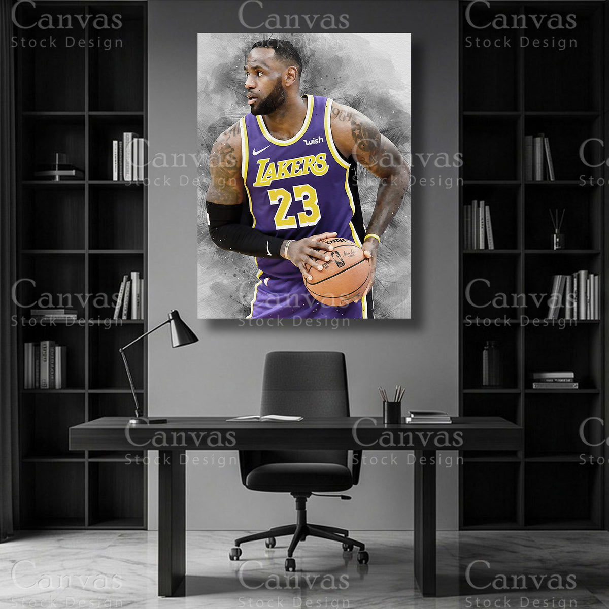 LeBron James basketball wall art on premium canvas