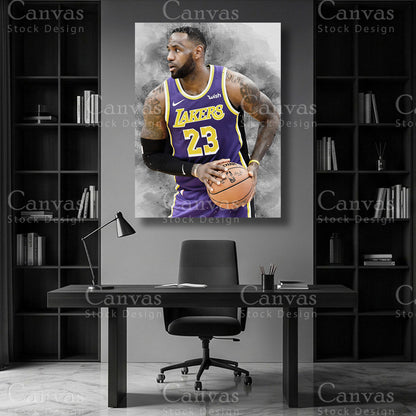 LeBron James basketball wall art on premium canvas