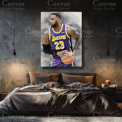 LeBron James premium basketball canvas with black floating frame
