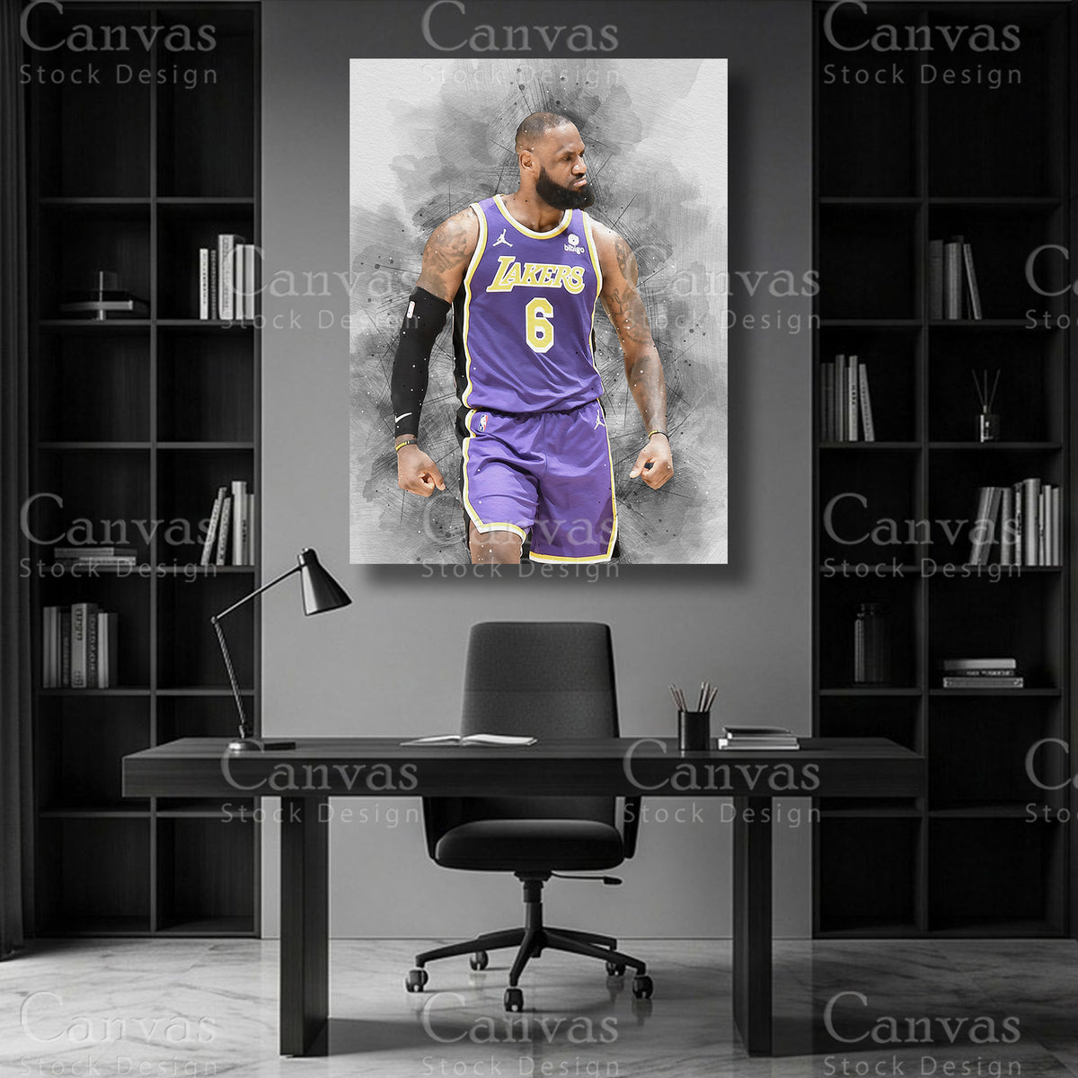 LeBron James basketball wall art on premium canvas