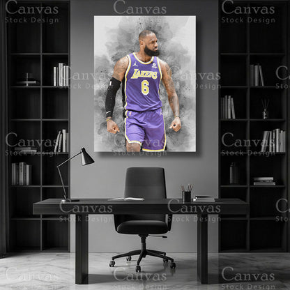 LeBron James basketball wall art on premium canvas