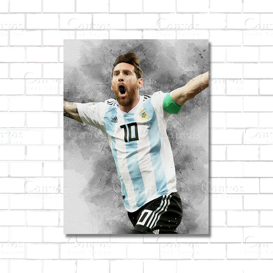Lionel Messi soccer legend canvas wall art – soccer poster print for sports rooms and fan caves