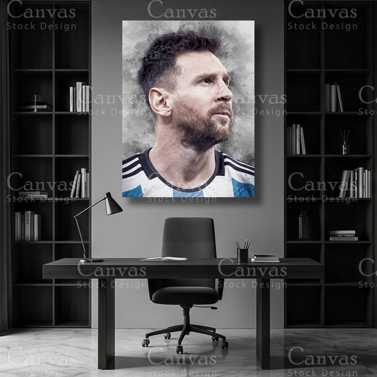 Lionel Messi Football Canvas Wall Art