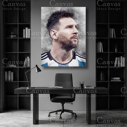 Lionel Messi Football Canvas Wall Art