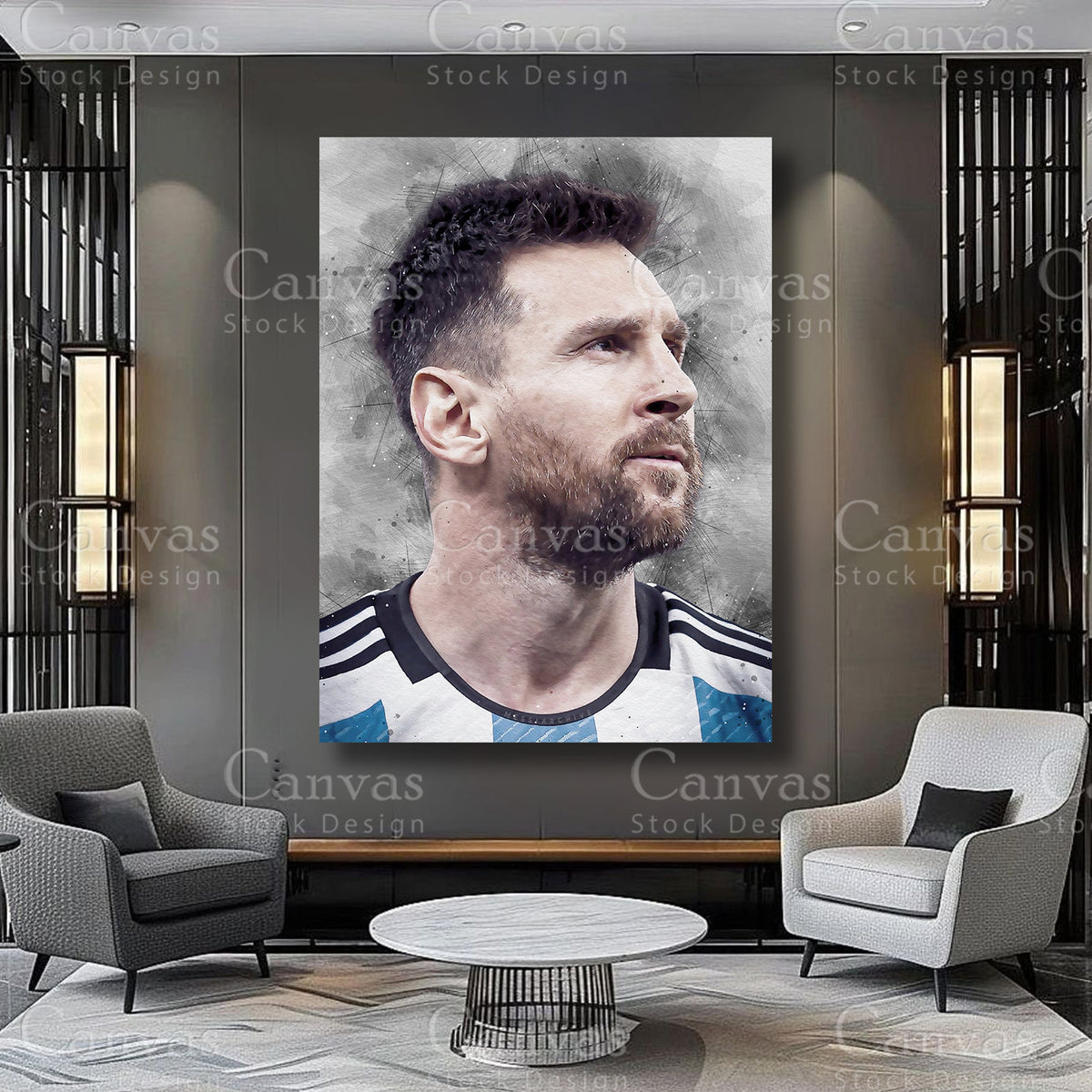 Lionel Messi Athlete Artwork on Premium Canvas
