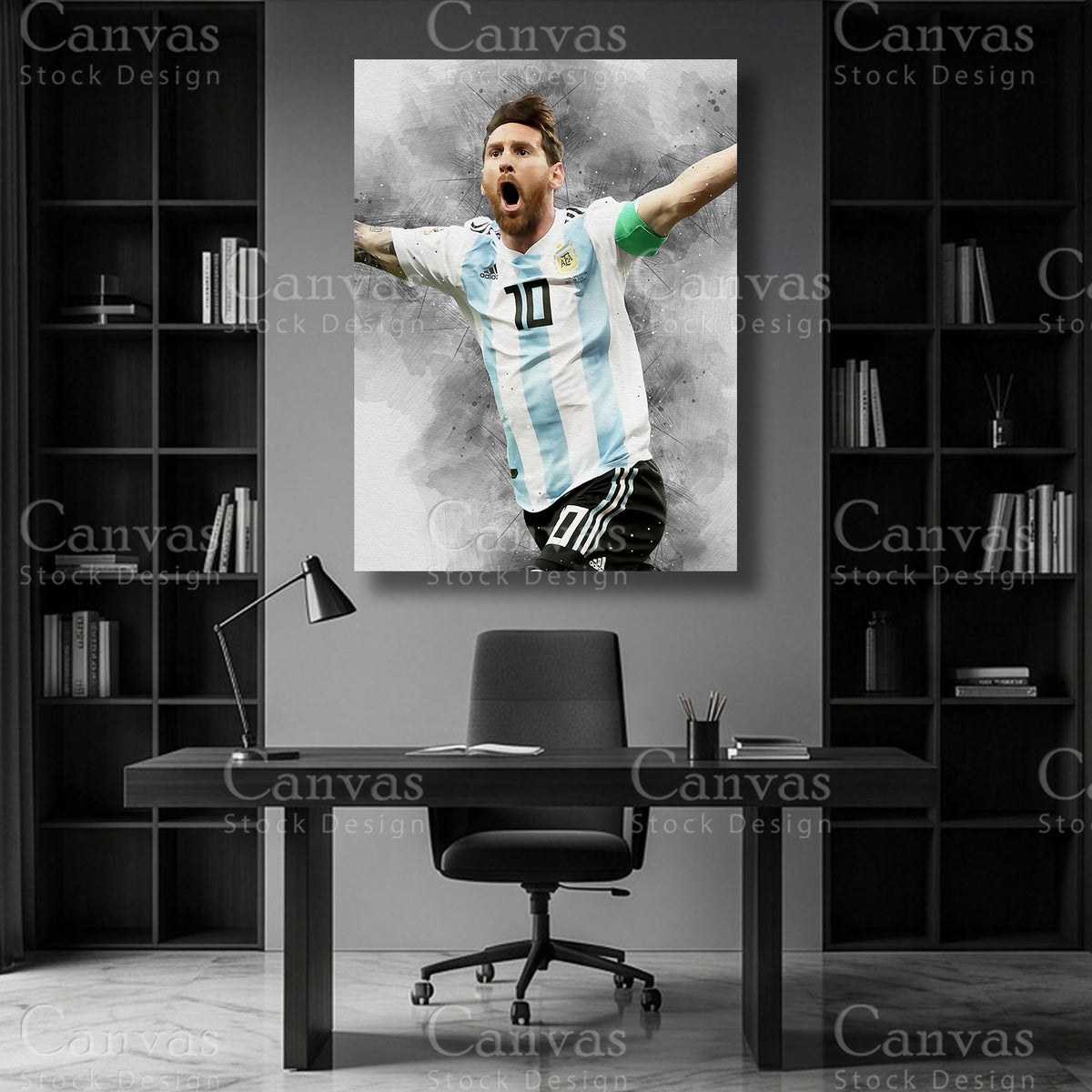 Lionel Messi Football Canvas Wall Art