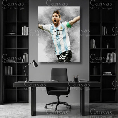 Lionel Messi Football Canvas Wall Art