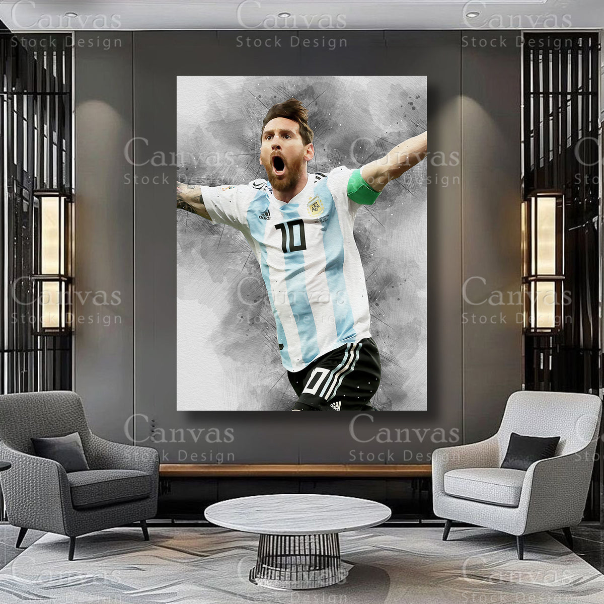 Lionel Messi Athlete Artwork on Premium Canvas