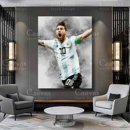 Lionel Messi Athlete Artwork on Premium Canvas