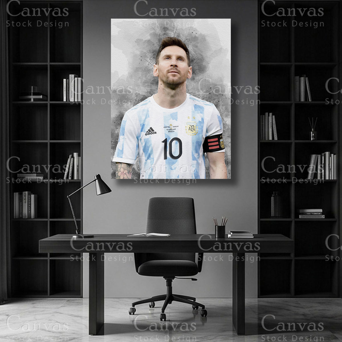 Lionel Messi Football Canvas Wall Art