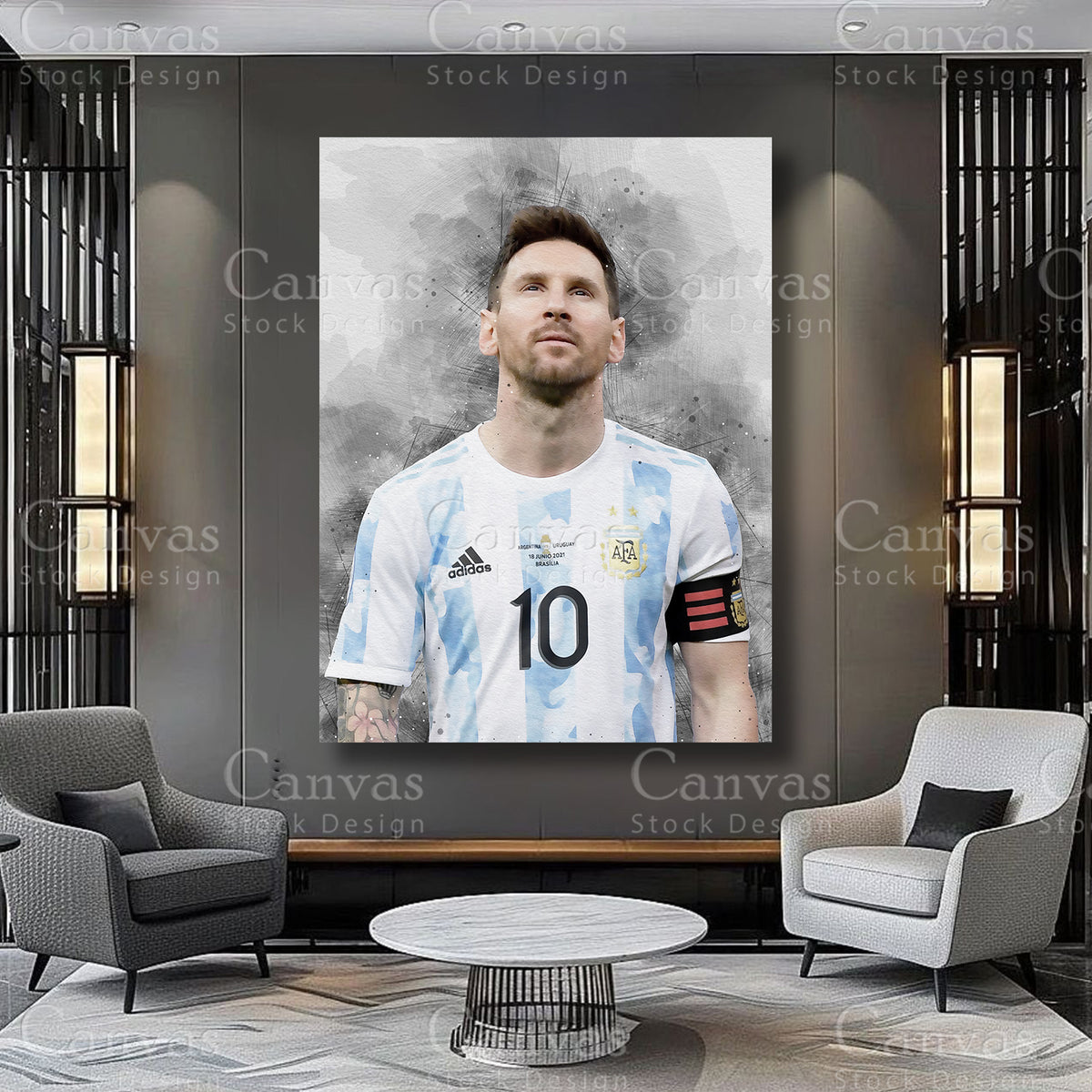 Lionel Messi Athlete Artwork on Premium Canvas