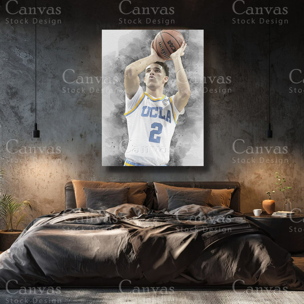 Lonzo Ball premium basketball canvas with black floating frame
