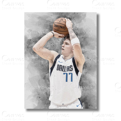 Luka Dončić Dynamic Basketball Canvas Wall Art