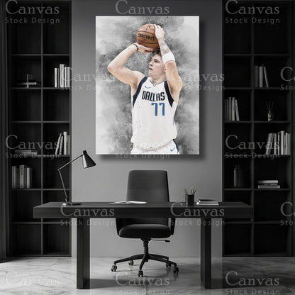 Luka Dončić basketball wall art on premium canvas