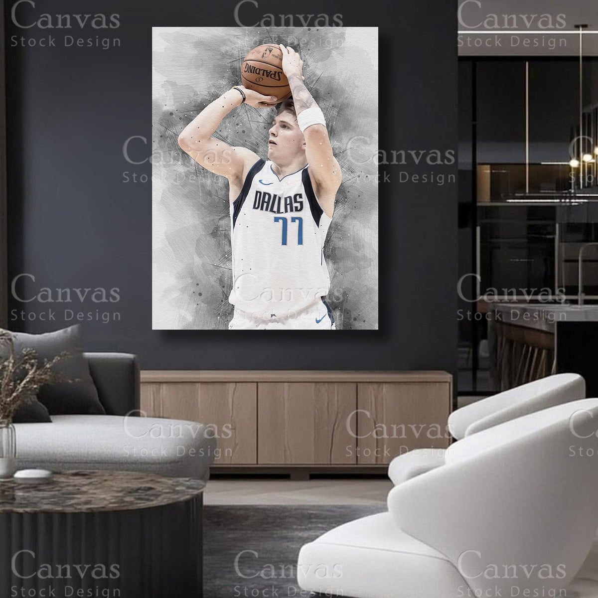 Luka Dončić statement basketball canvas artwork