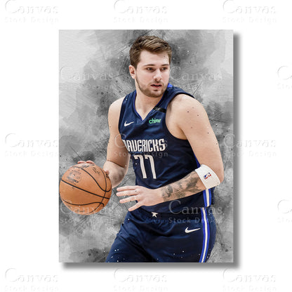 Luka Dončić Signature NBA Canvas Wall Art