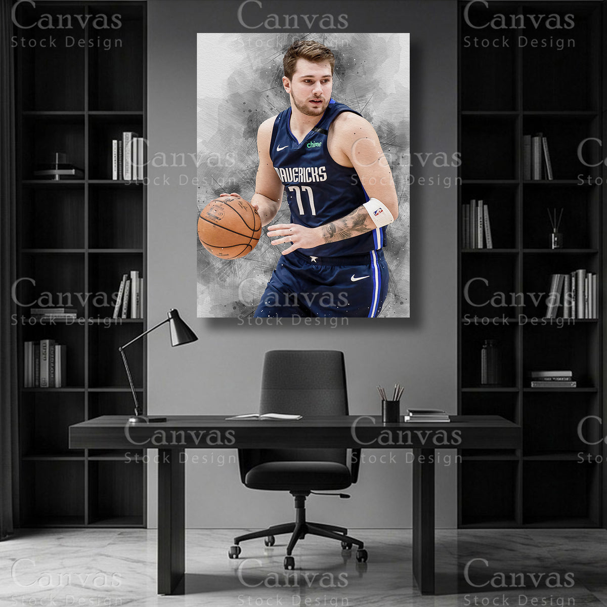 Luka Dončić basketball wall art on premium canvas