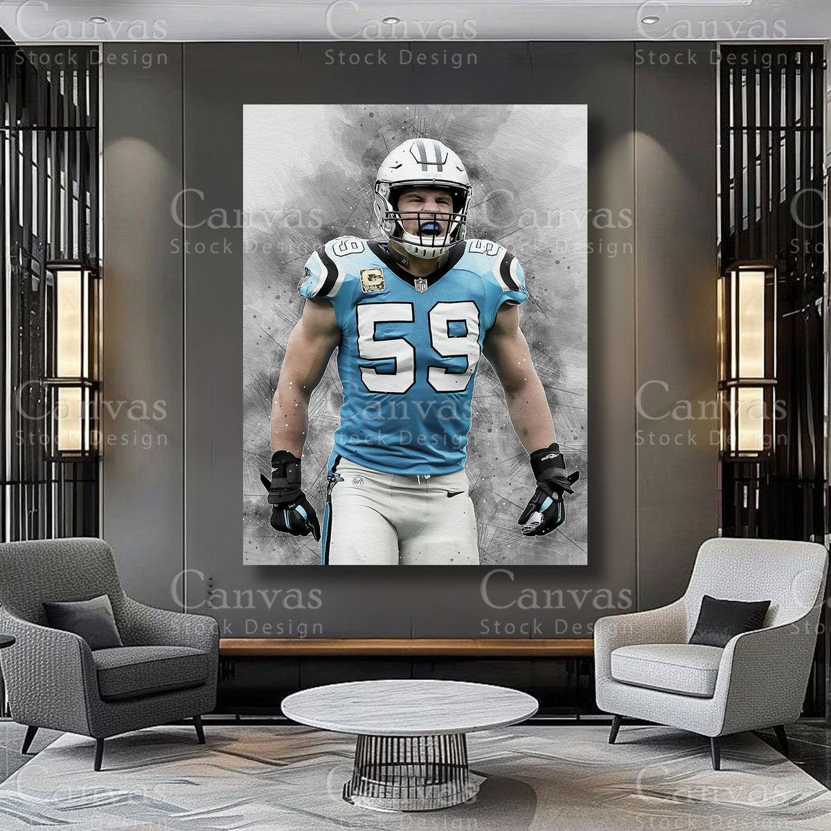 Luke Kuechly defensive football wall art