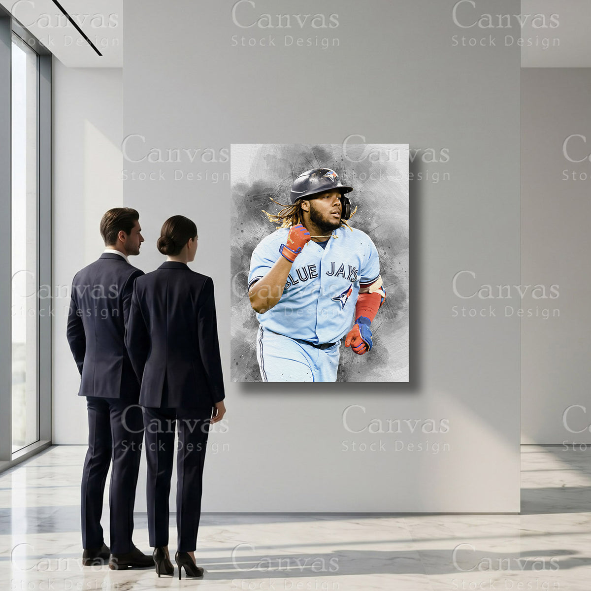 MLB player inspired canvas artwork featuring Vladimir Guerrero Jr.