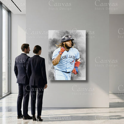 MLB player inspired canvas artwork featuring Vladimir Guerrero Jr.