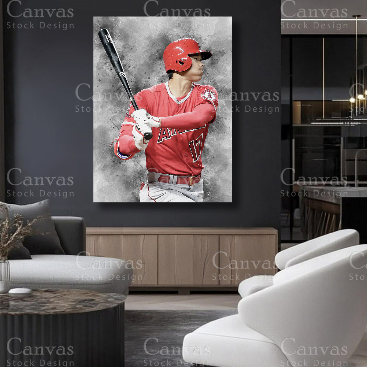 MLB player inspired canvas decor featuring Shohei Ohtani