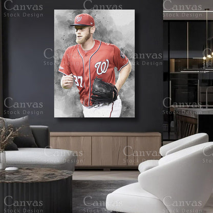 MLB player inspired wall artwork featuring Stephen Strasburg