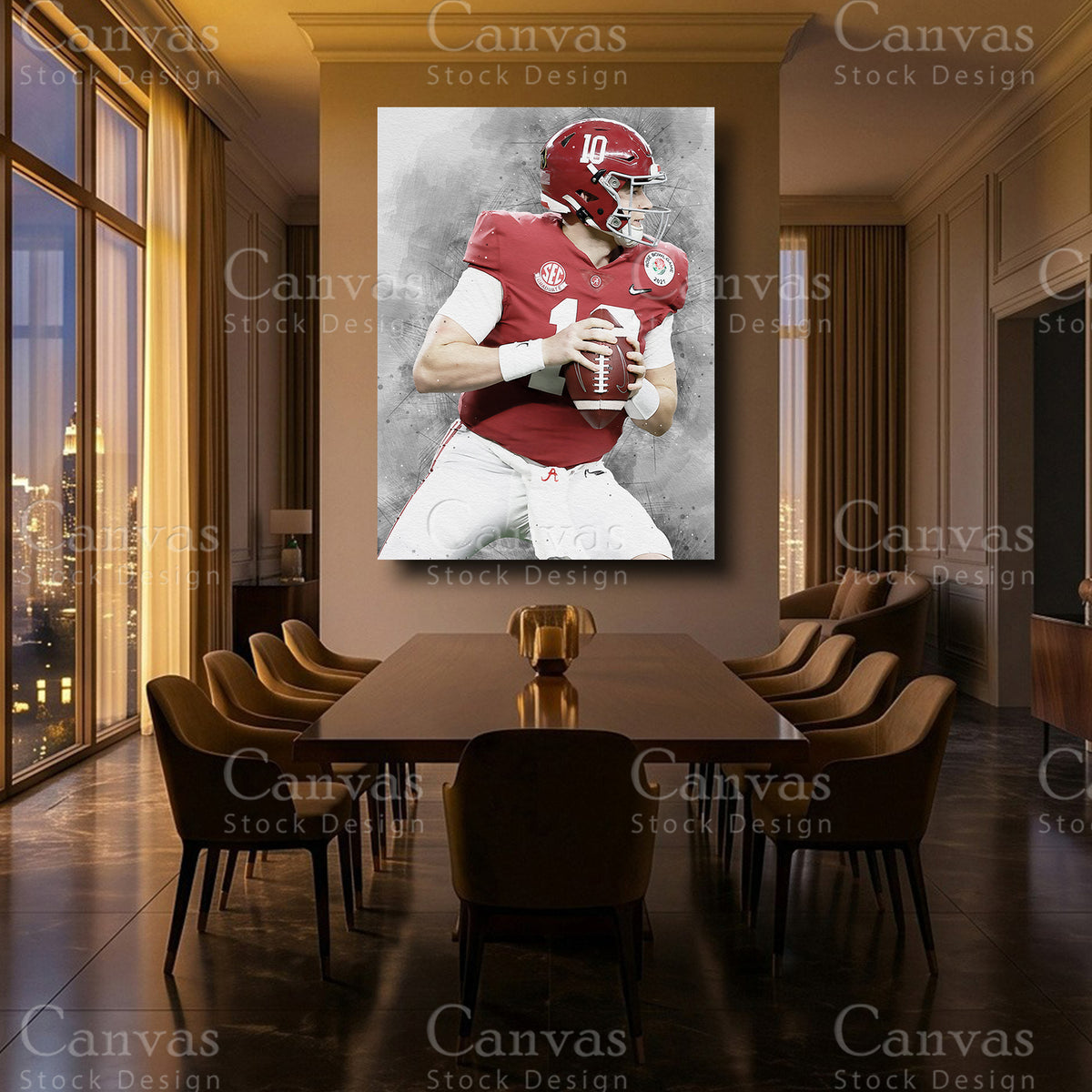 Mac Jones framed football artwork