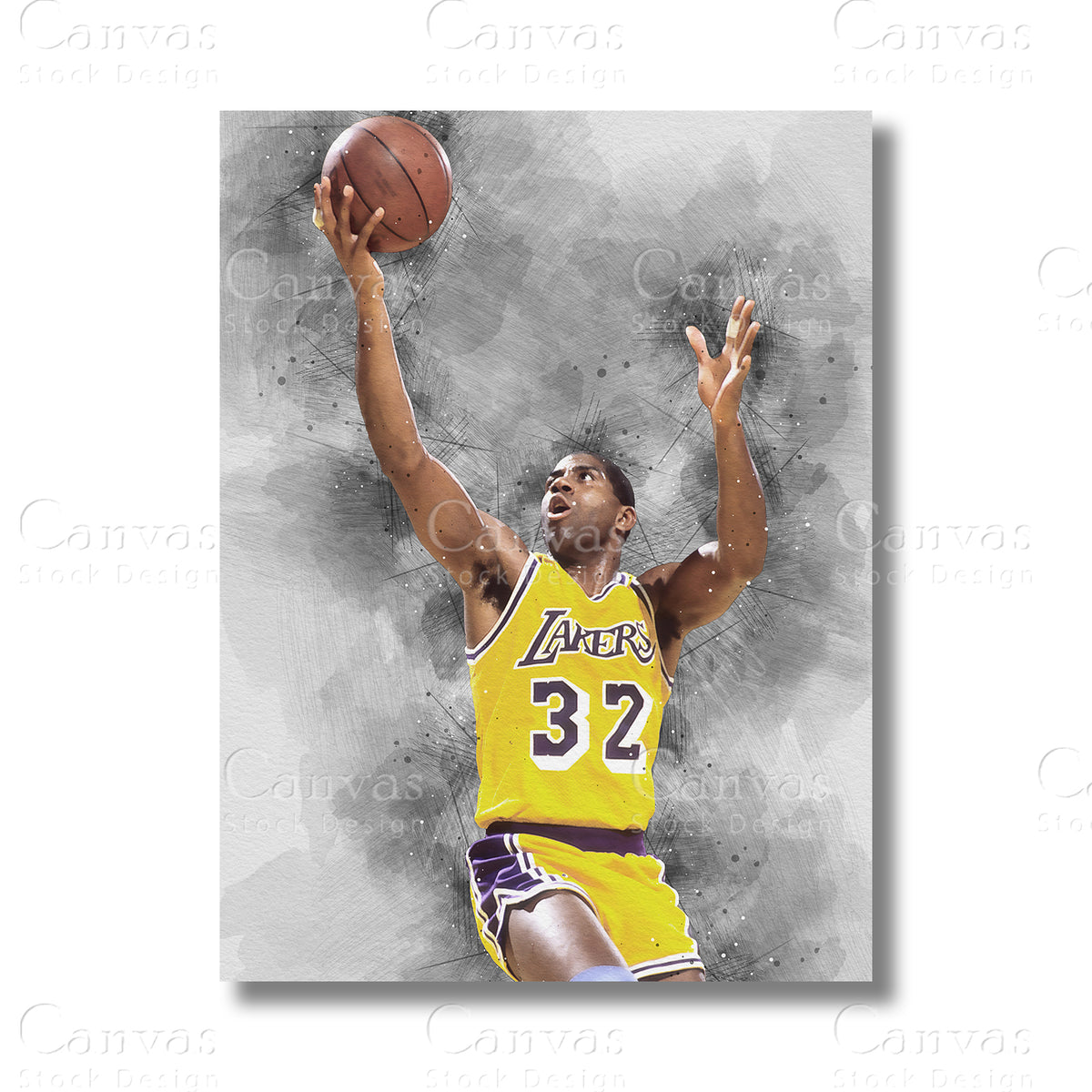 Magic Johnson Showtime Basketball Canvas Wall Art