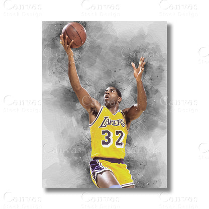 Magic Johnson Showtime Basketball Canvas Wall Art