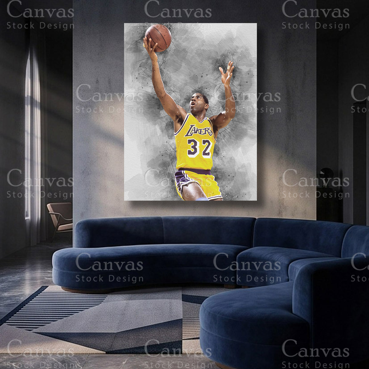 Magic Johnson NBA canvas artwork