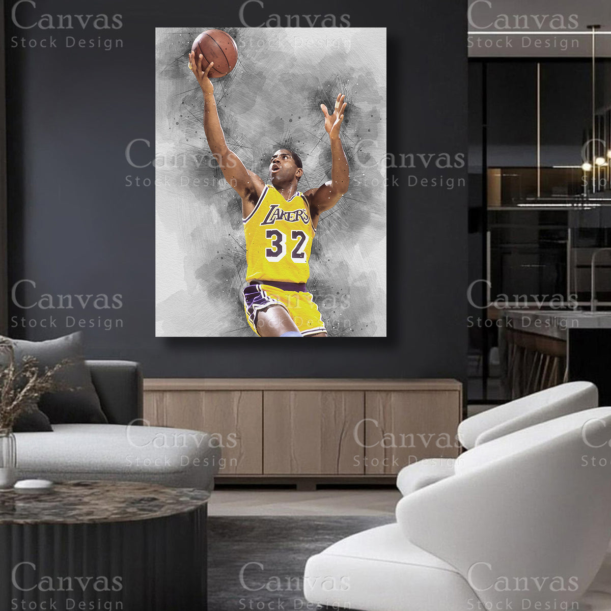 Magic Johnson statement basketball canvas artwork