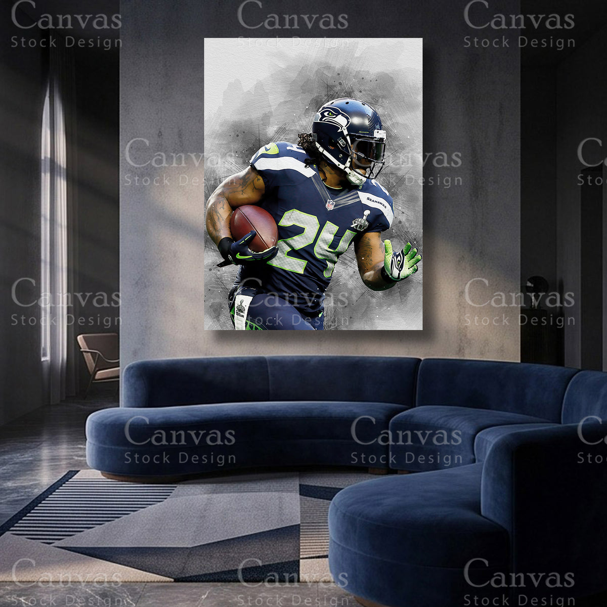Marshawn Lynch football artwork