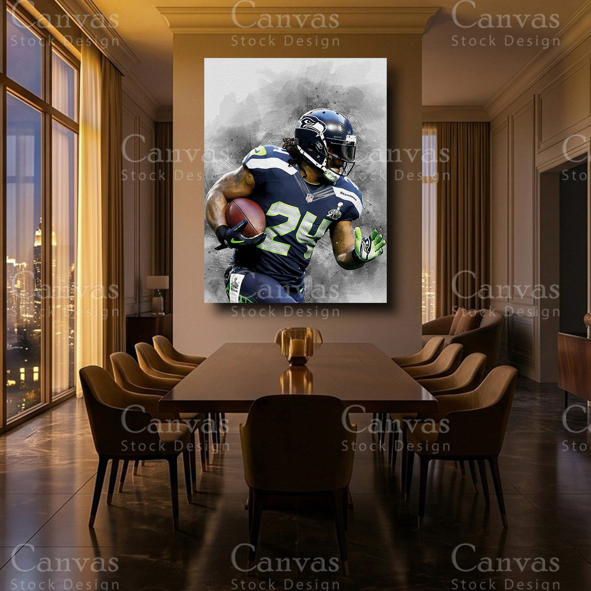 Marshawn Lynch framed canvas artwork