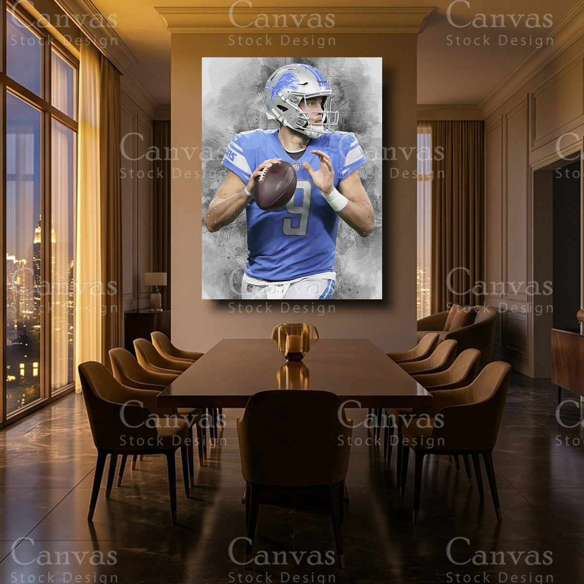 Matthew Stafford framed canvas artwork