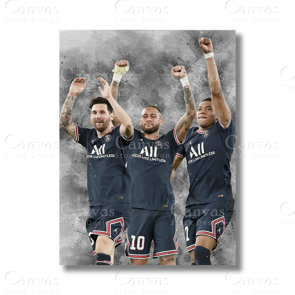 Messi Neymar Jr Mbappé Iconic Soccer Canvas Wall Art