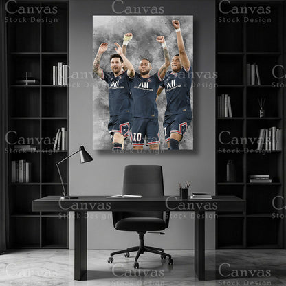 Messi Neymar Mbappé Football Canvas Wall Art