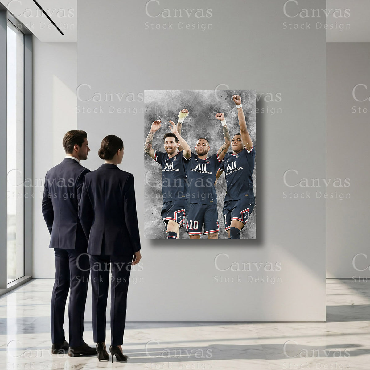 Messi Neymar Jr Mbappé Soccer Sports Artwork