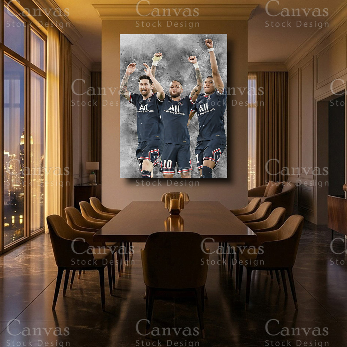 Messi Neymar Mbappé Luxury Soccer Wall Art