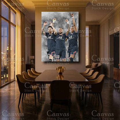 Messi Neymar Mbappé Luxury Soccer Wall Art