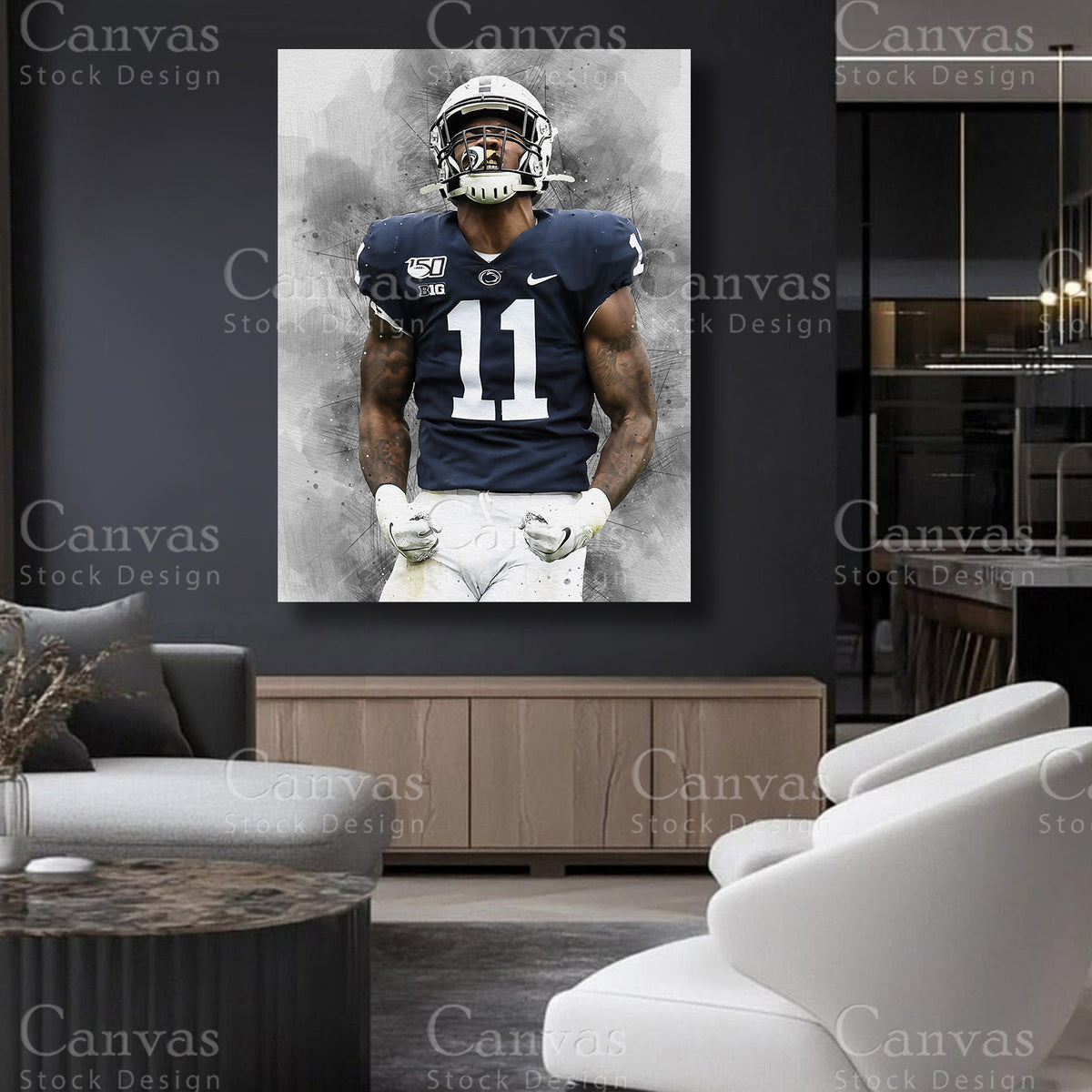 Micah Parsons defensive player wall art
