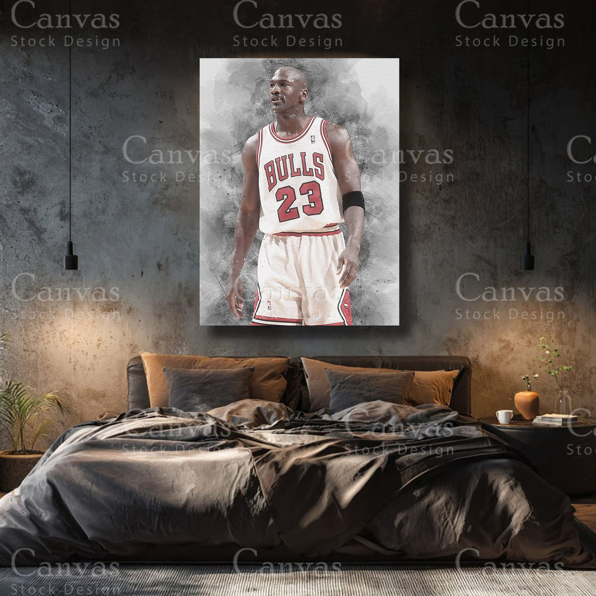 Michael Jordan premium basketball canvas with black floating frame